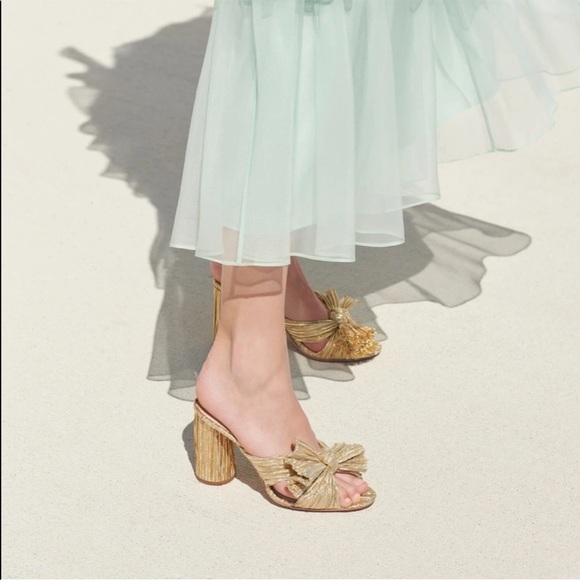 Loeffler Randall | Shoes | Loeffler Randall Penny Gold Pleated Bow Heel In  Size 8 | Poshmark